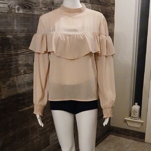Truth Light Mauve Ruffle Long Sleeve Blouse